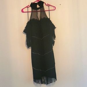 Italian Design black fringe dress sz S